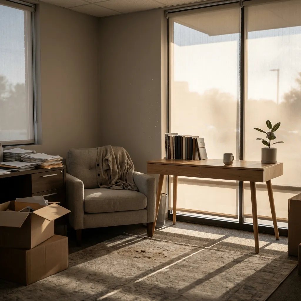 Warm, inviting psychotherapy office with comfortable seating and natural light
